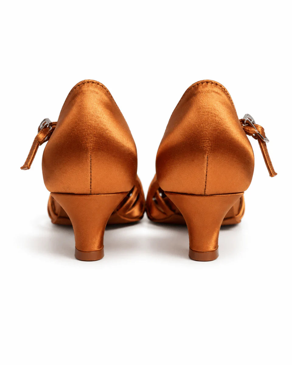 Solea Satin Latin Dance Shoes – Flesh & Dark Tan – 5 cm / 6.5 cm Heel