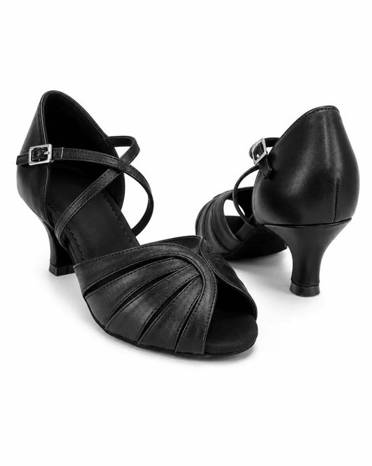 Solea Women’s Latin Dance Shoes – Black Leather – 5 cm / 2” Heel - Wedance Vibe - Wedance
