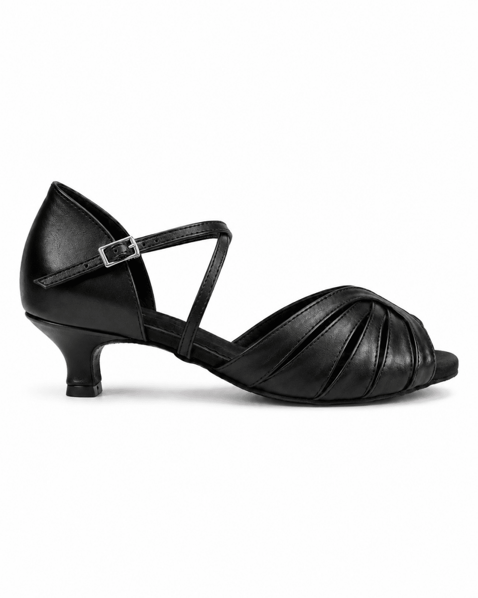 Solea Women’s Latin Dance Shoes – Black Leather – 5 cm / 2” Heel - Wedance Vibe - Wedance