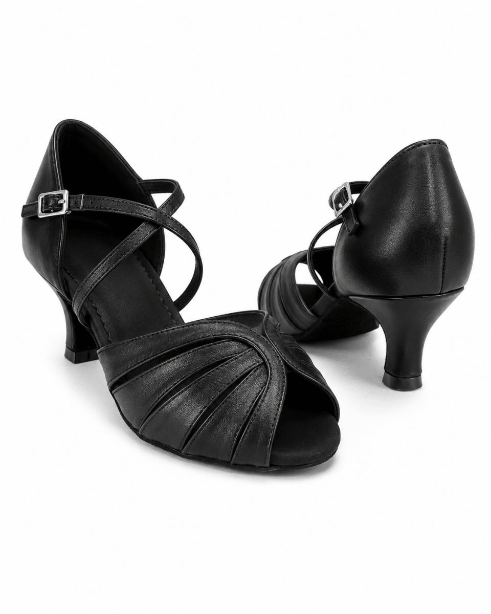 Solea Women’s Latin Dance Shoes – Black Leather – 5 cm / 2” Heel - Wedance Vibe - Wedance