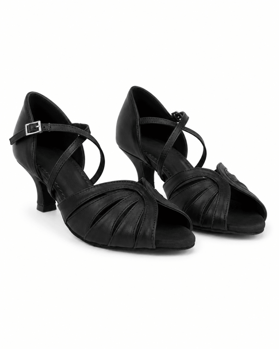 Solea Women’s Latin Dance Shoes – Black Leather – 5 cm / 2” Heel - Wedance Vibe - Wedance