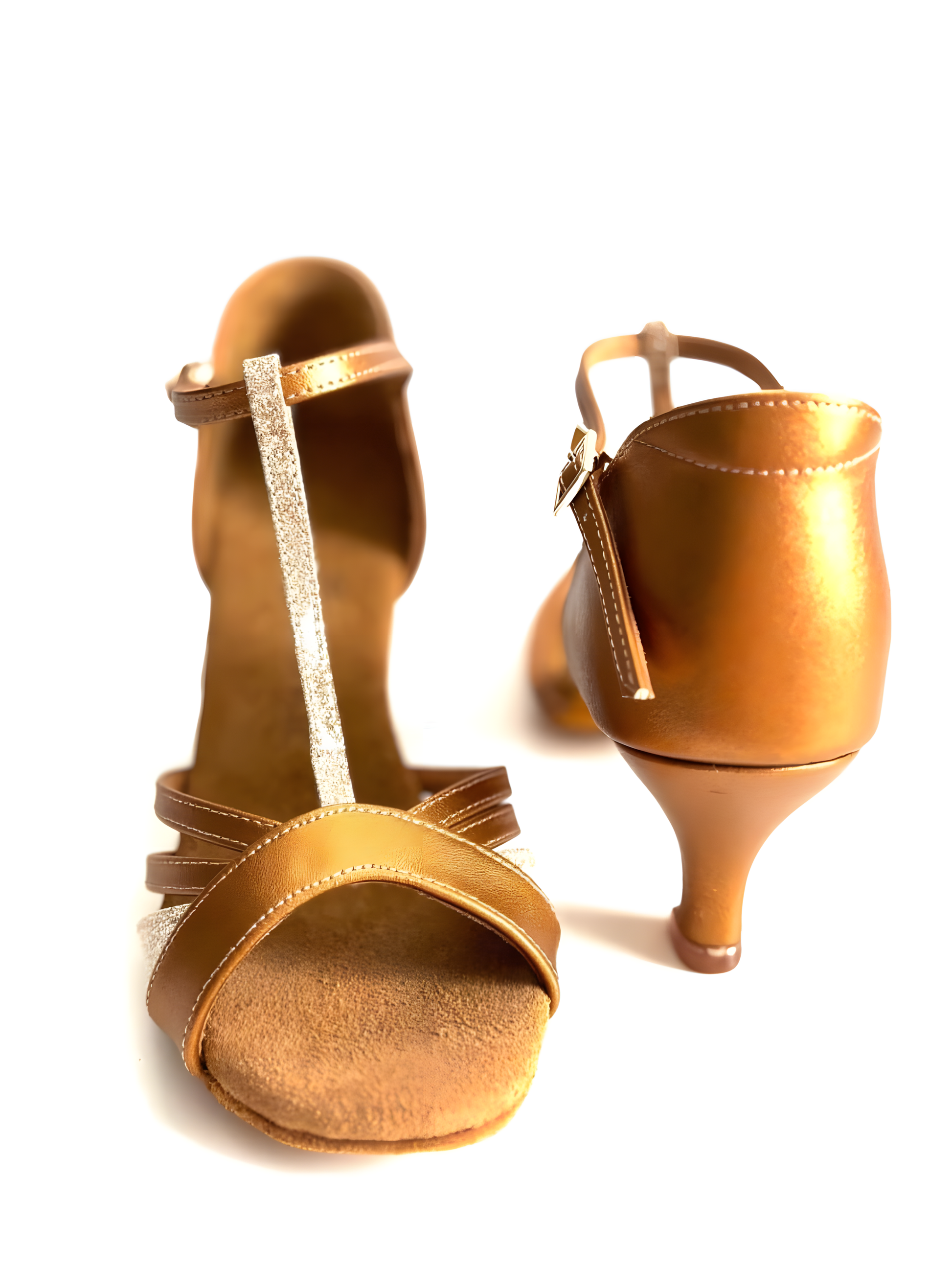 BD Dance Women’s Latin Dance Shoes 2804 – Tan Leather with Sparkle – 2”/2.5" - Salsa, Ballroom upscaled
