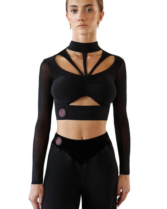 Riscante Black Long Sleeve Dance Top
