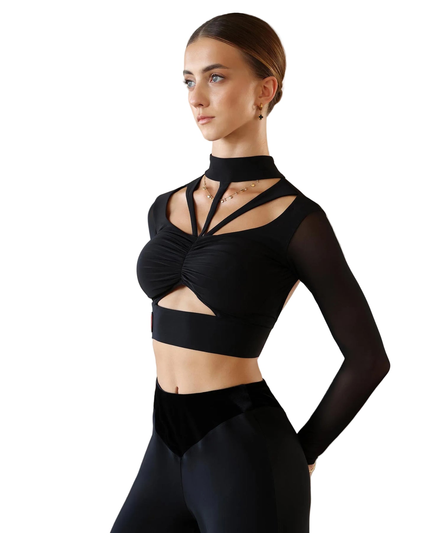 Riscante Black Long Sleeve Dance Top