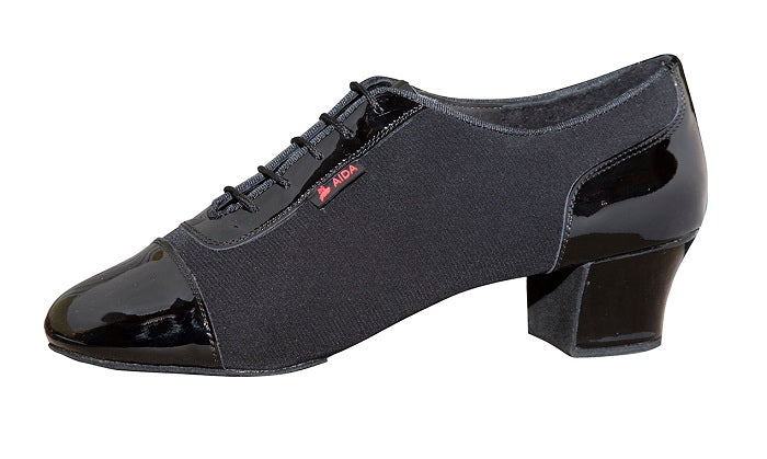 AIDA Surkov 135T – Men's Latin Dance Shoes, Leather & Crepe Satin — Crepe Satin + Patent