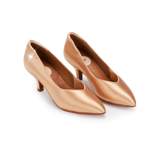 WB030 Silk Tan Ballroom Shoes – Strapless, 6.3cm Cone Heel - Best selling - CANDY Dance Shoes - Wedance
