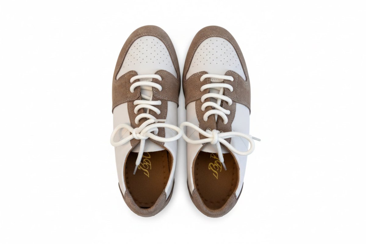 White & Beige Nubuck & Leather Practice & Teaching Shoes for Women – Split Sole - Wedance - Wedance