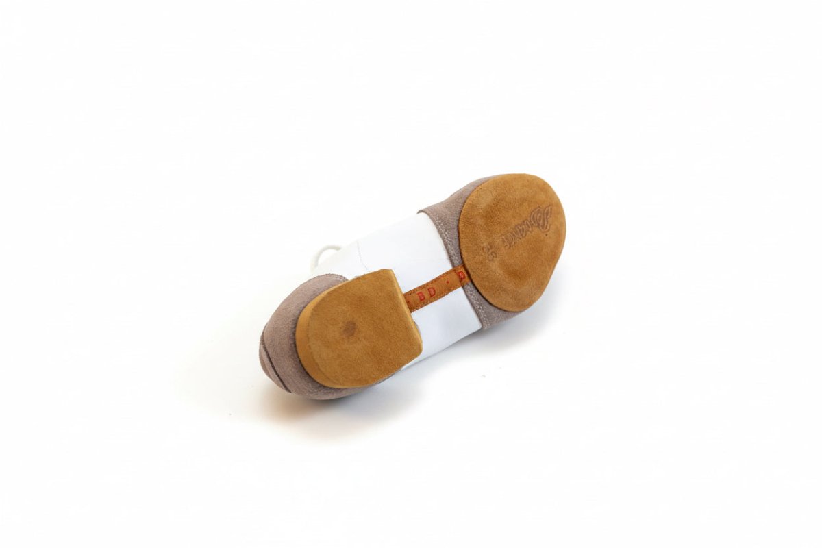 White & Beige Nubuck & Leather Practice & Teaching Shoes for Women – Split Sole - Wedance - Wedance
