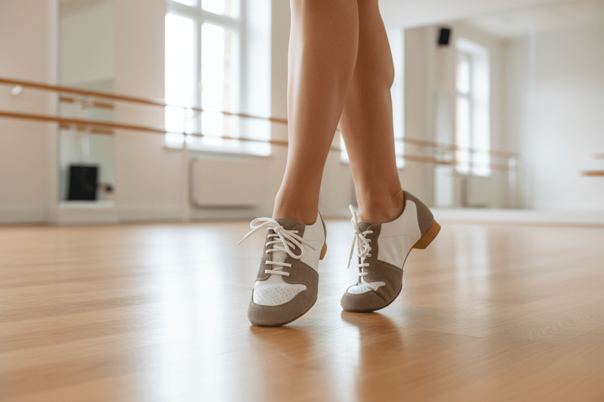 White & Beige Nubuck & Leather Practice & Teaching Shoes for Women – Split Sole - Wedance - Wedance