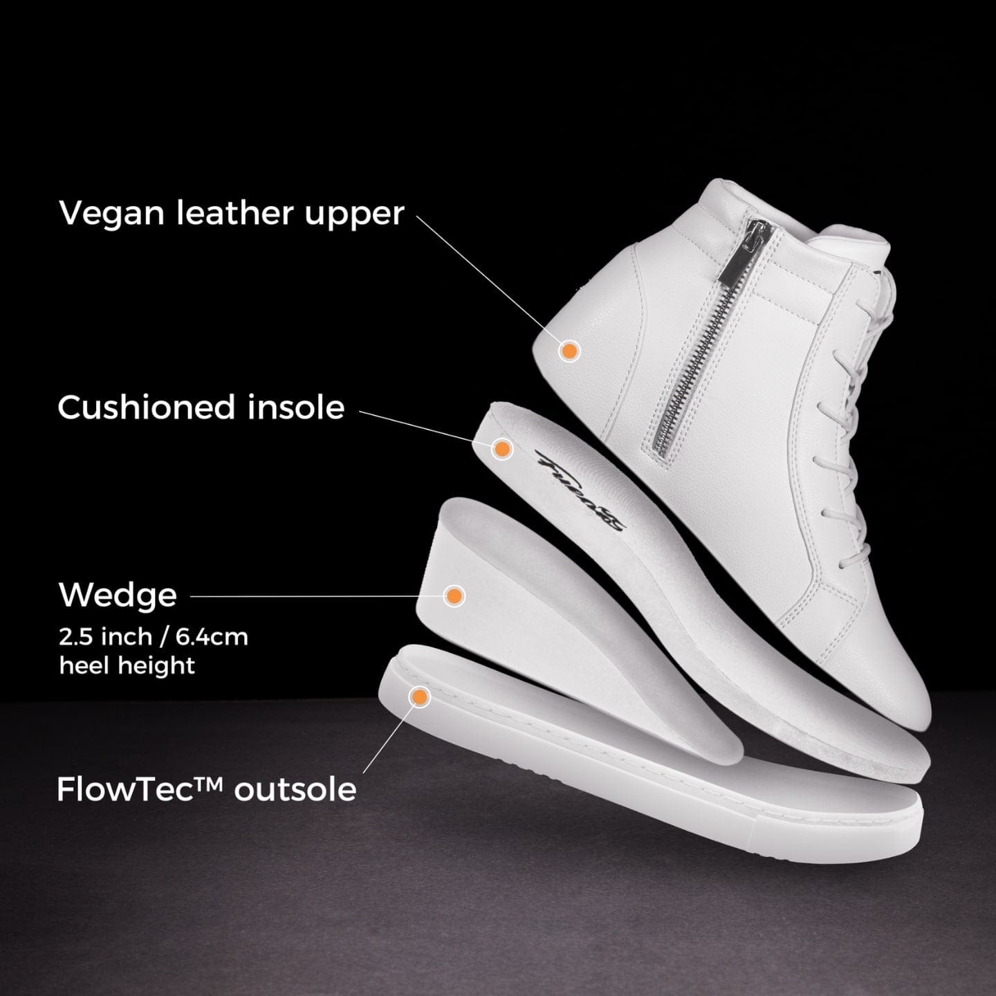 Fuego White Wedge Dance Sneakers