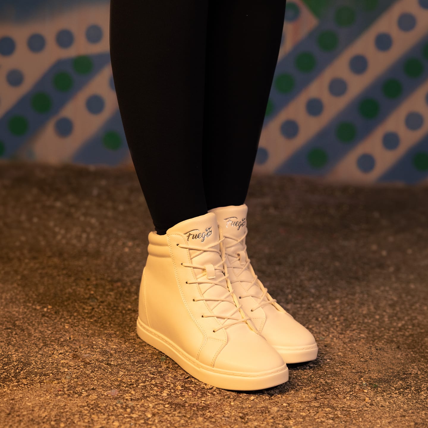 Fuego White Wedge Dance Sneakers