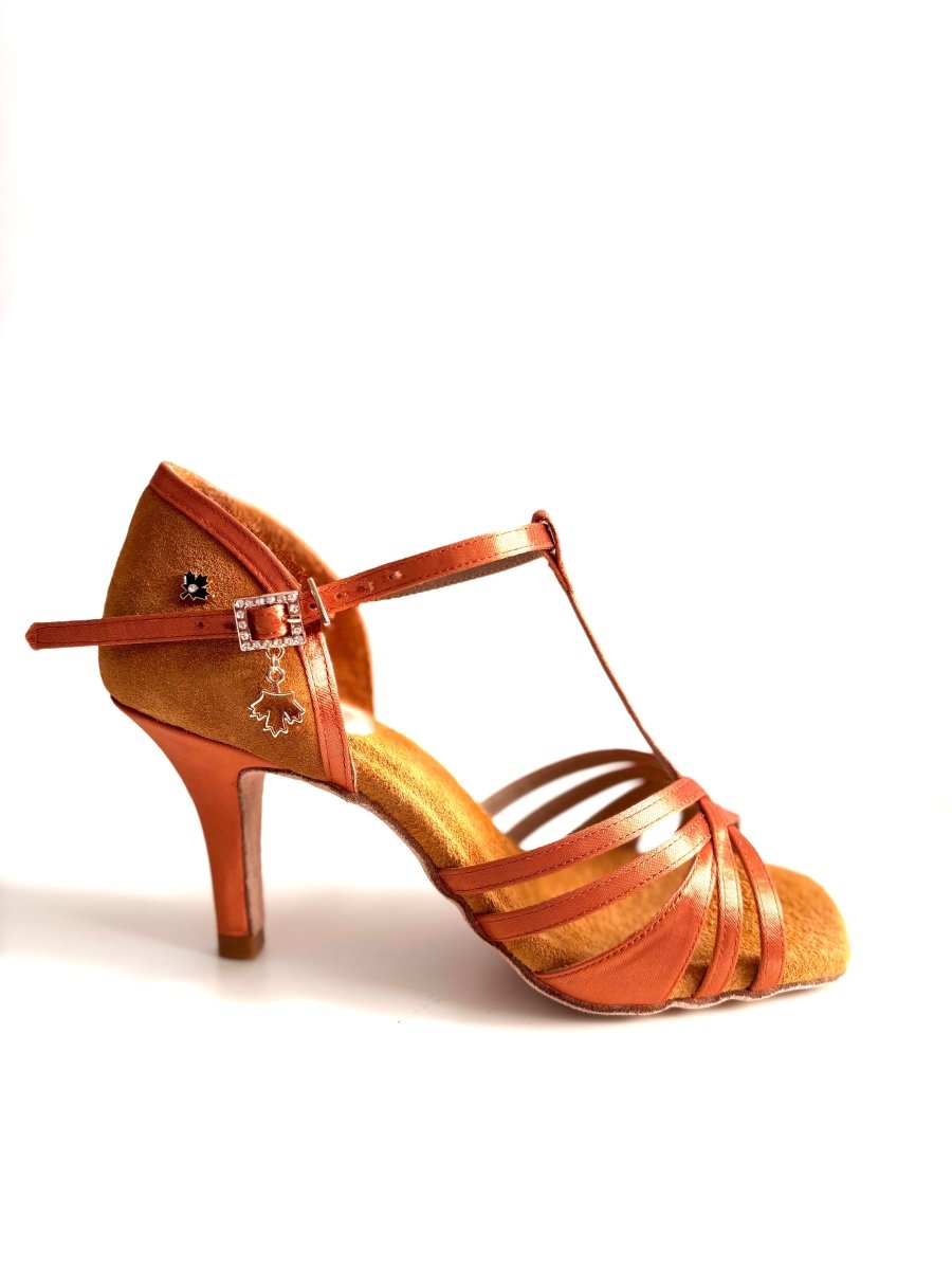 WL005T Dark Tan Suede Latin Dance Shoes – 8 cm (3”) Slim Heel - CANDY Dance Shoes - Wedance