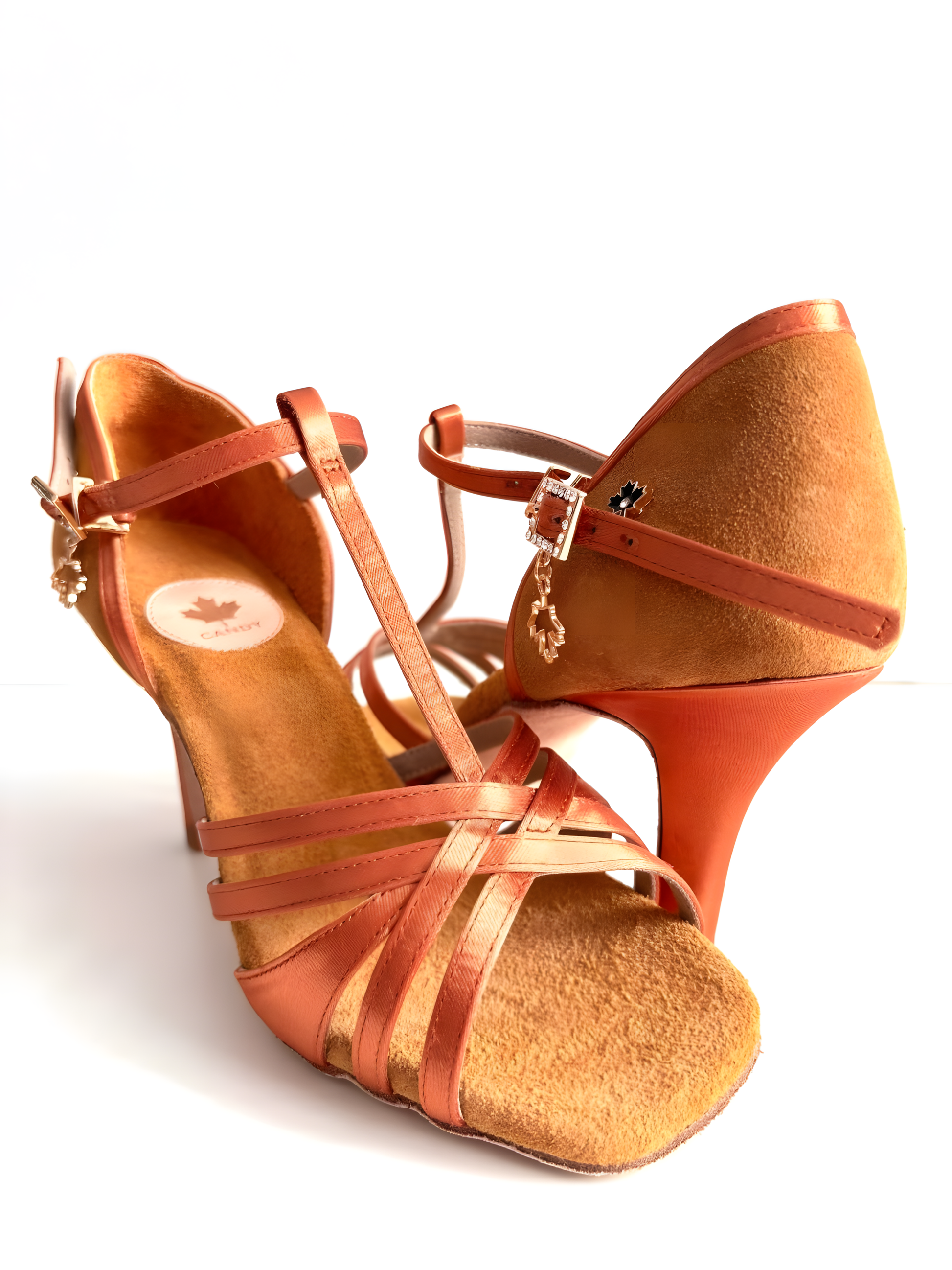 WL005T Dark Tan Suede Latin Dance Shoes – 8 cm (3”) Slim Heel upscaled