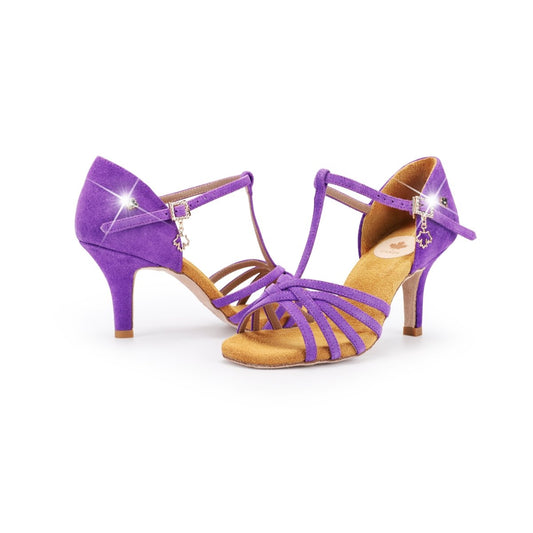 WL009 Purple Lux Suede Latin Dance Shoes – 7.5 cm (2.5”) Slim Heel - CANDY Dance Shoes - Wedance