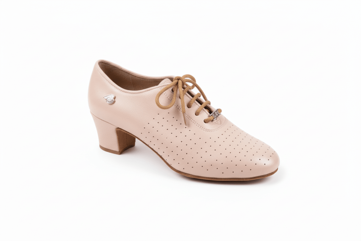 Women’s Beige Leather Practice Dance Shoes – Split Sole Latin & Ballroom Training Heels - Best selling - BD Dance - Wedance