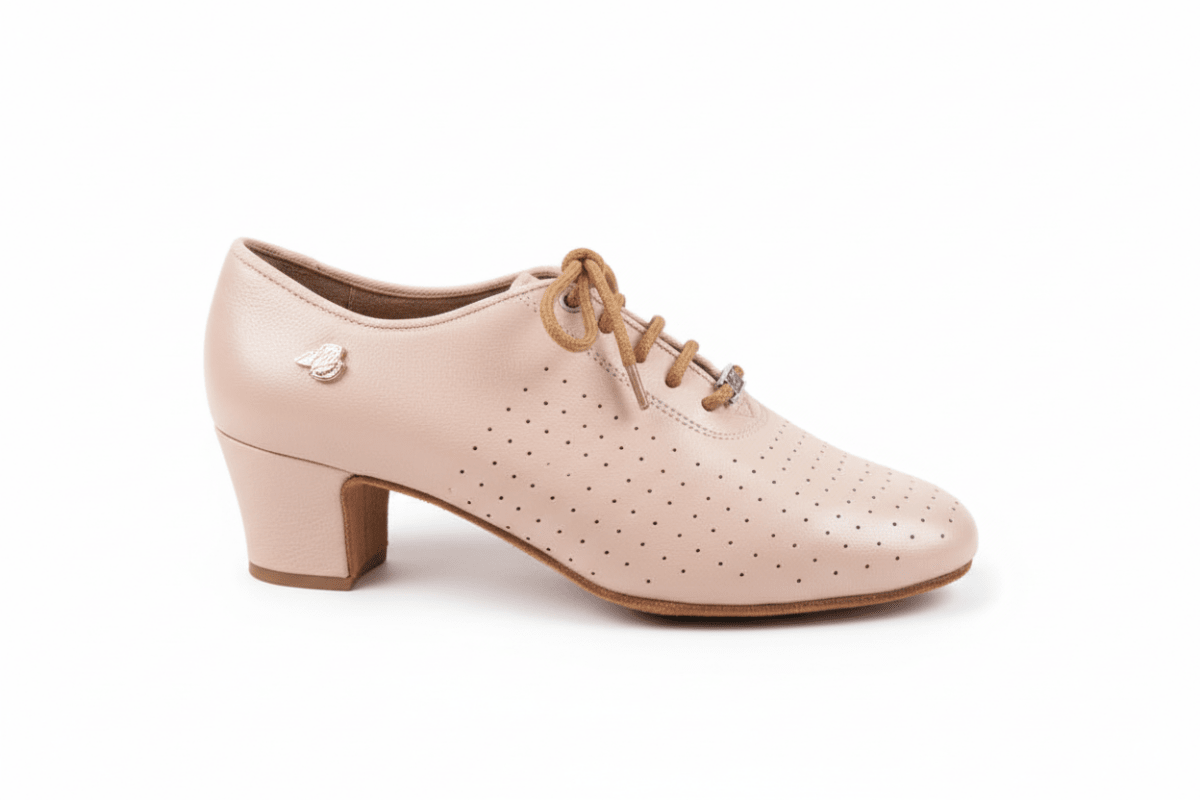 Women’s Beige Leather Practice Dance Shoes – Split Sole Latin & Ballroom Training Heels - Best selling - BD Dance - Wedance