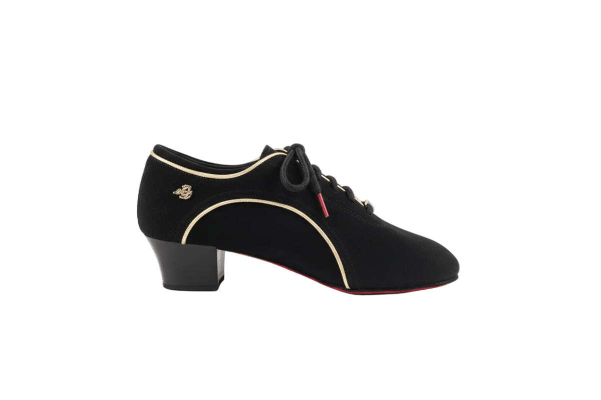 Women’s Black & Gold Nubuck Practice Dance Shoes – Latin & Ballroom Split Sole, Comfort Fit for Wider Feet - BD Dance - Wedance