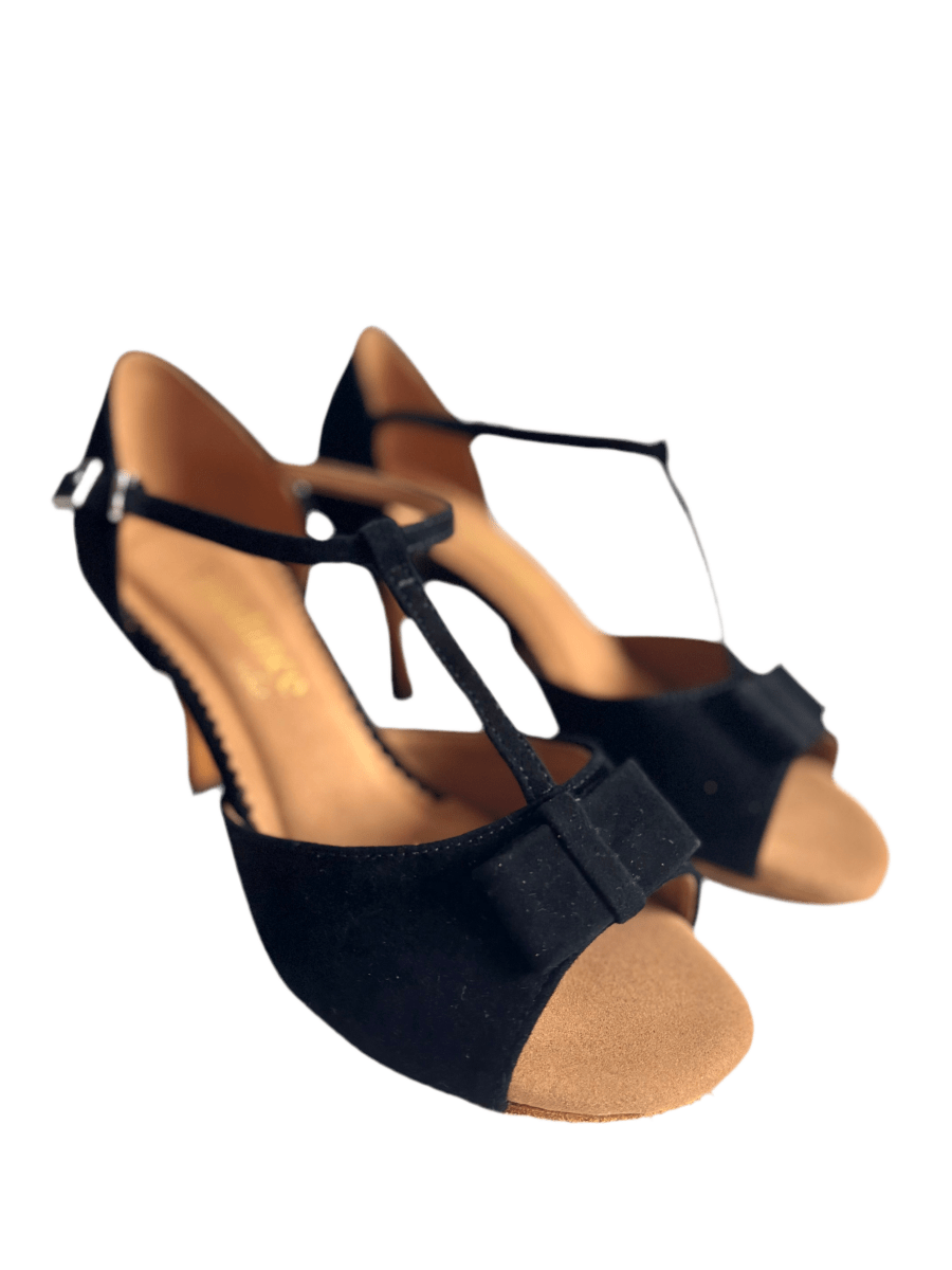 WV 1405 Women’s Black Suede Latin Dance Shoes – T - Strap, 7.5cm Heel - Wedance Vibe - Wedance